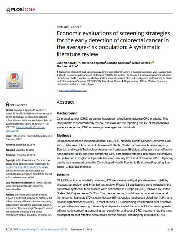 Economic-evaluations-of-screening-strategies-for-the-early-detection-of-colorectal-cancer